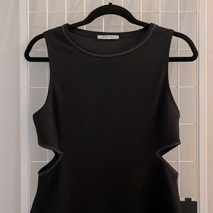 Black mini dress with white details - zara trafaluc